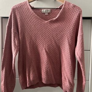 Knox Rose Women's Textured V-Neck Sweater - Rose Pink